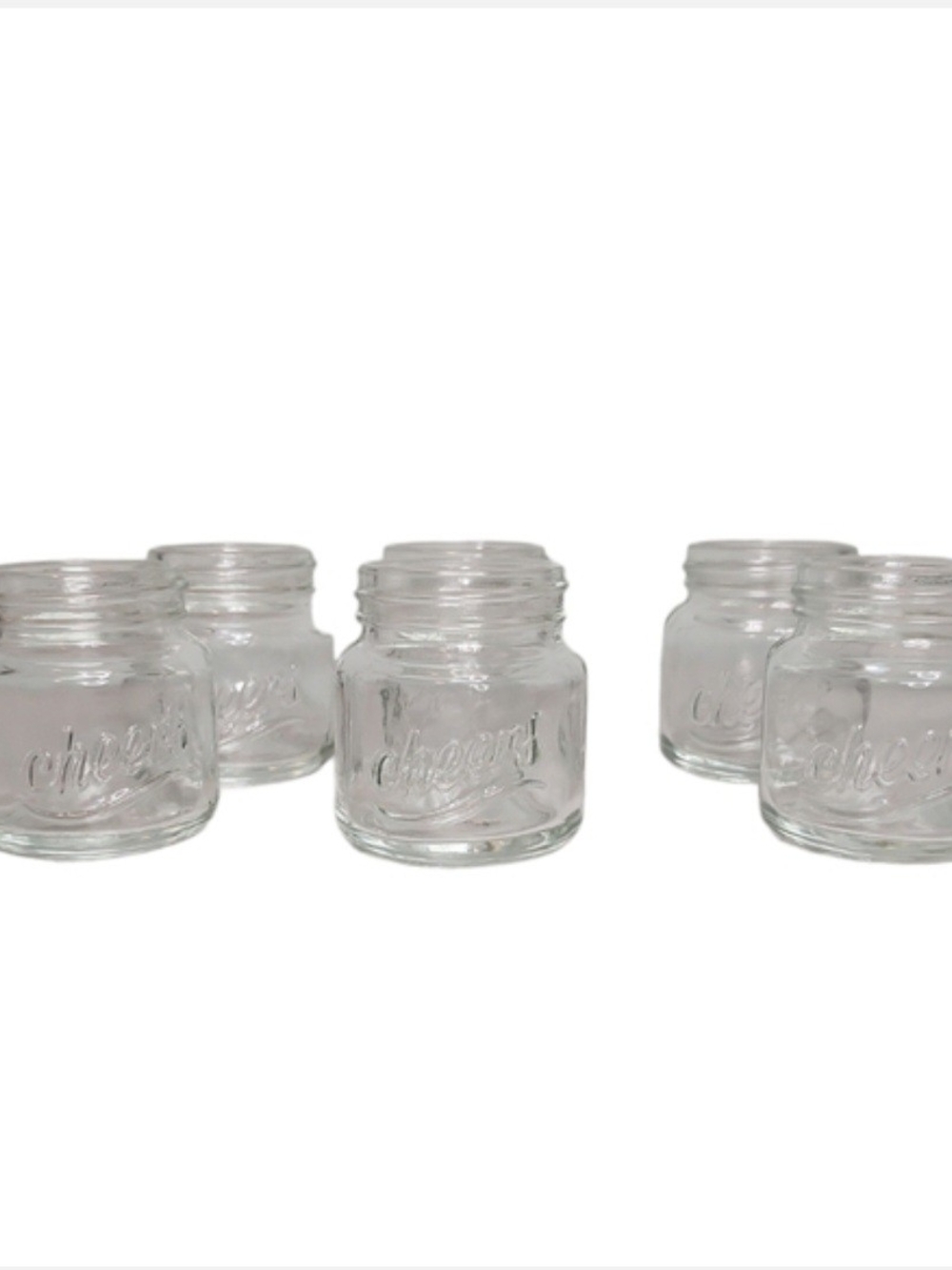 Clear Glass 'Cheers' Mini Jars - Set of 6